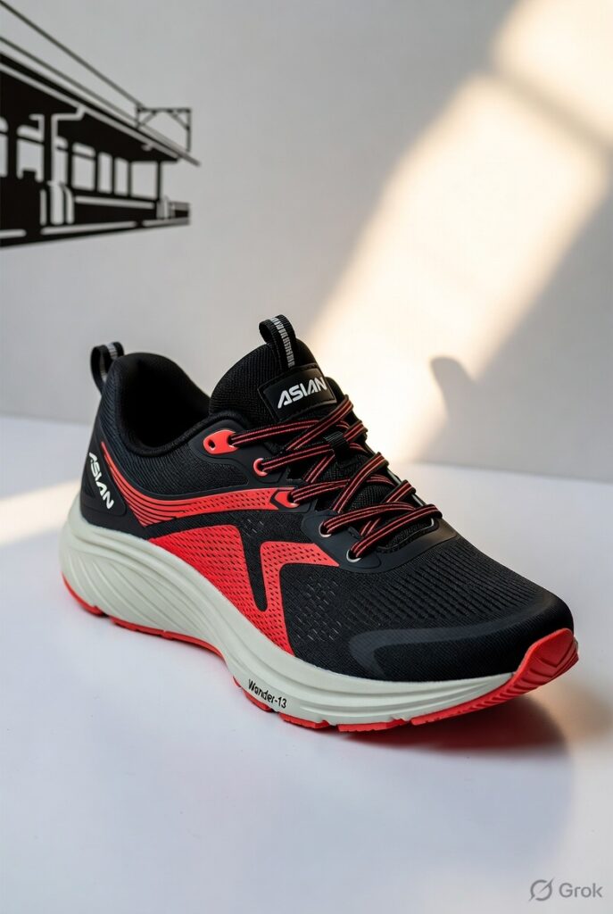 ASIAN Wonder-13 Men’s Running Shoes black-red variant – premium budget running shoe designed for Delhi NCR’s urban roads and parks
