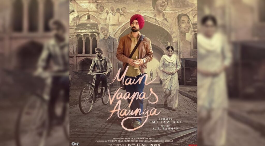 Beautifully composed still from Main Vaapas Aaunga capturing Sharvari and Vedang Raina as the young lovers Jiya and Keenu in pre-Partition Punjab, evoking innocence, romance, and the impending shadow of historical division.