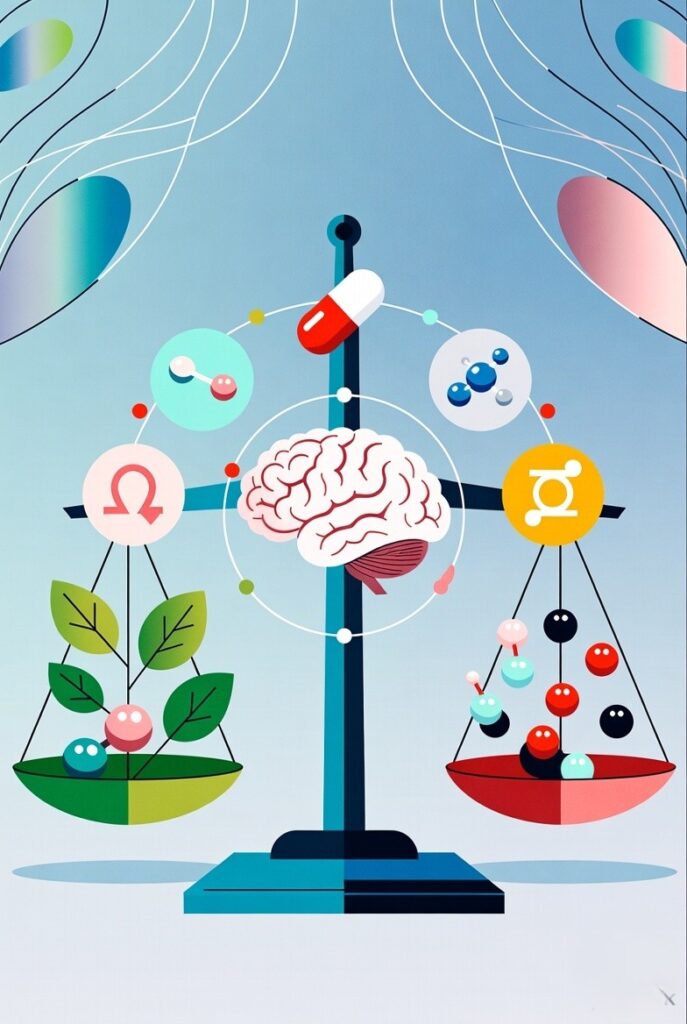 Infographic-style depiction of brain chemicals influencing leadership and team dynamics.
