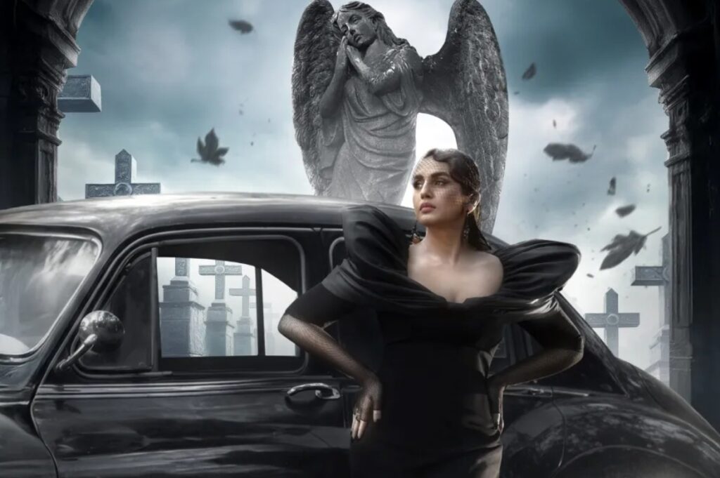 Huma Qureshi’s Elizabeth received one of the more stylised first looks. The cemetery-and-classic-car composition leans into gothic atmosphere and immediately sets her apart from the sunnier Goa imagery used elsewhere.